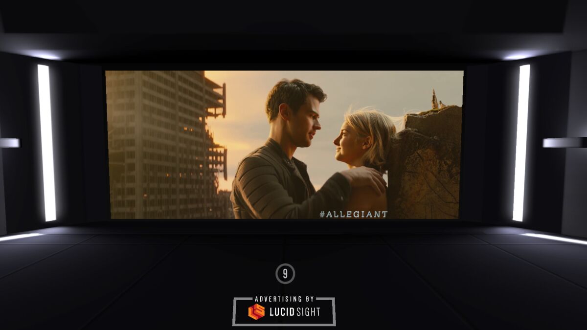 An ad for the film "Allegiant" is displayed in a virtual reality app using Lucid Sight's software. (Lucid Sight Inc.)