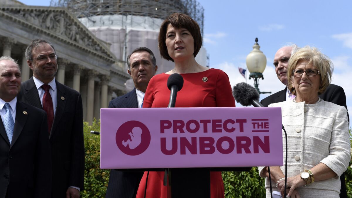 Rep. Cathy McMorris Rodgers (R-Wash.) speaks at a news conference on the so-called Pain-Capable Unborn Child Protection Act, which would ban late-term abortions, in May of 2015.