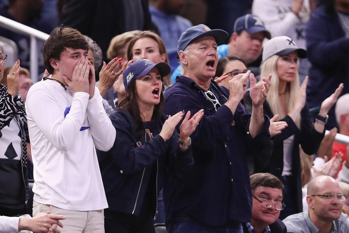 Actor Bill Murray attends an NCAA tournament game between Xavier and Maryland on March 16 in Orlando, Fla.