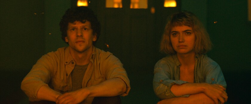 Jesse Eisenberg and Imogen Poots in “Vivarium.”
