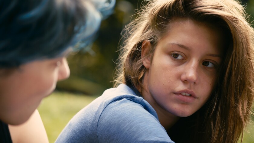 Lea Seydoux, left, and Adele Exarchopoulos in the film "Blue Is the Warmest Color," directed by Abdellatif Kechiche.