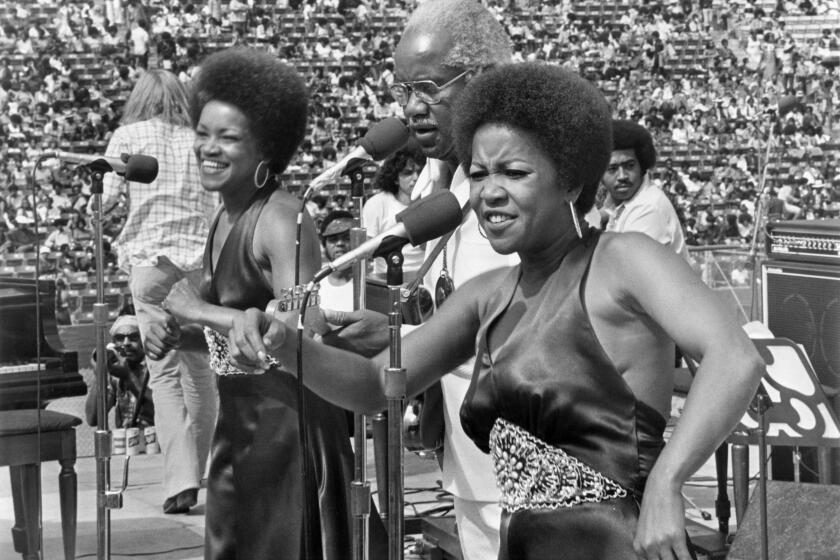 The Staples Singers performing at Wattstax Los Angeles Memorial Coliseum on August 20, 1972. (Photo by Michael Ochs Archives/Getty Images)