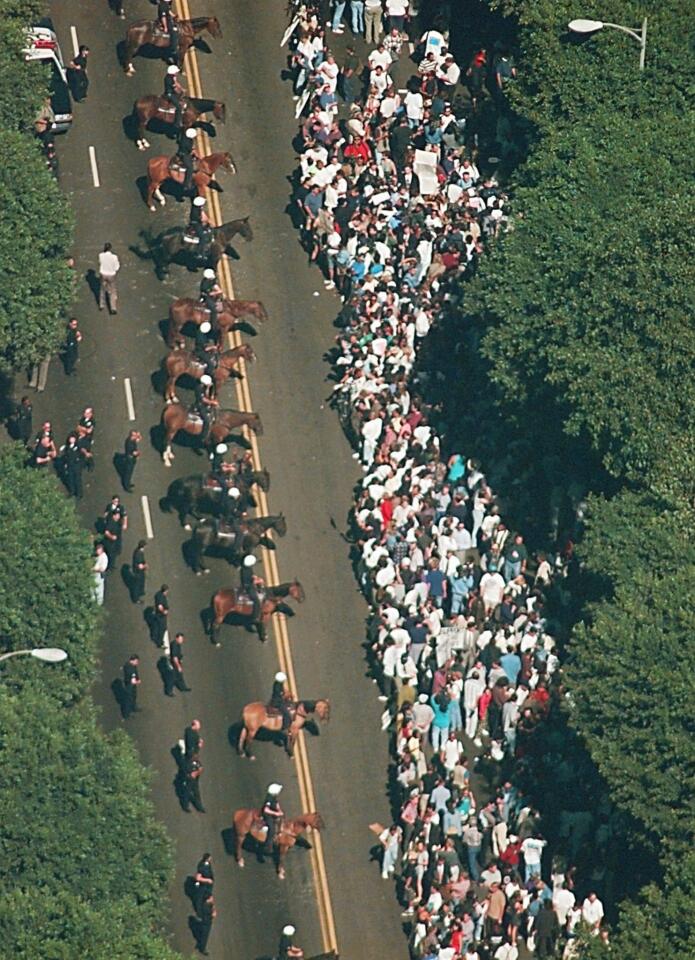 Crowds gather after the verdict