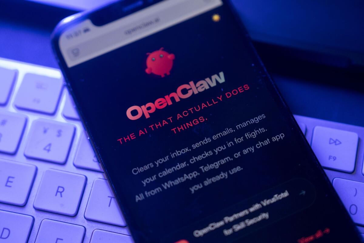 Screen showing open-source platform OpenClaw, which allows users to talk to their AI agents.