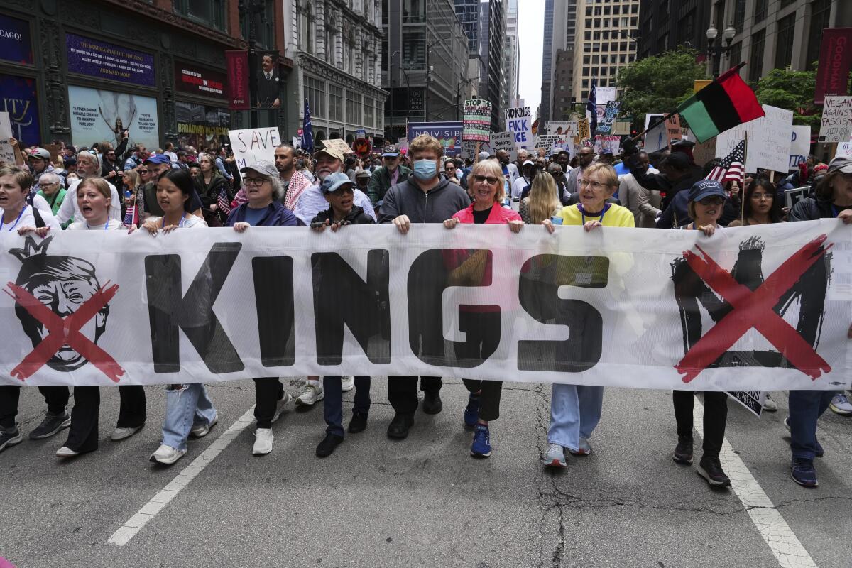 UM "Sem reis" protesto na rua em Chicago.