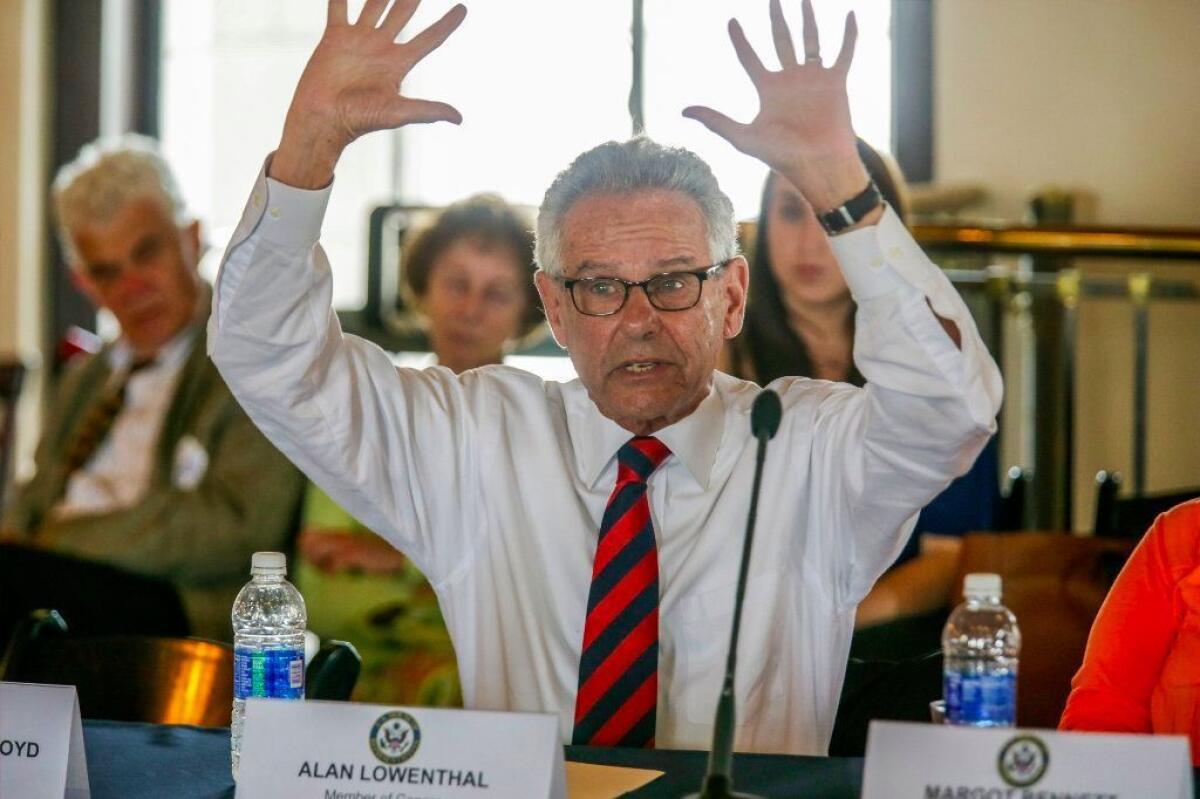 Congressman Alan Lowenthal expresses his view at a roundtable meeting on Wednesday June 29, 2016 with Angelenos affected by gun violence, fellow California Members of Congress, community leaders committed to gun safety, leaders from the LGBTQ an