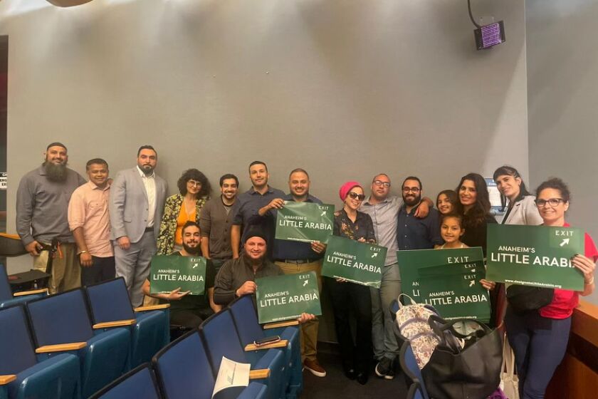 Members of the Arab American community advocate at an Orange County city council meeting.
