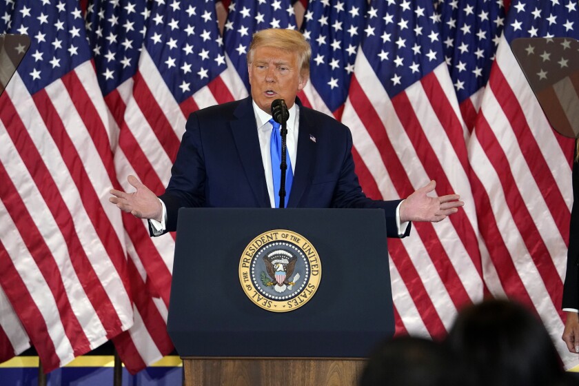 President Trump speaks on election night.