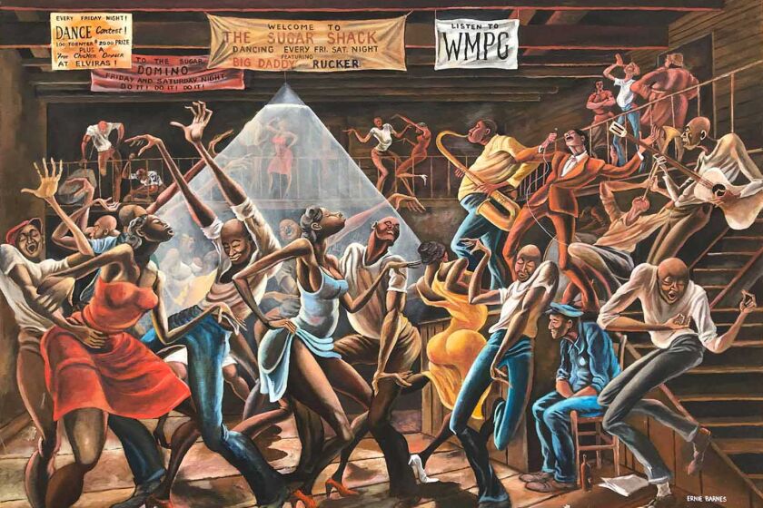 Ernie Barnes painted "The Sugar Shack" in the 1970s. It appeared on the sitcom "Good Times" and as the album cover for Marvin Gaye's "I Want You."