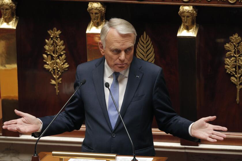 French Prime Minister Jean Marc Ayrault delivers an address about Syria on Wednesday at the National Assembly in Paris.