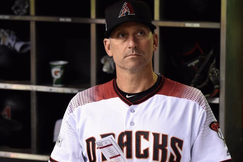 PHOENIX, AZ - OCTOBER 09: Manager Torey Lovullo #17 of the Arizona Diamondbacks looks on before the start of the National League Divisional Series game three against the Los Angeles Dodgers at Chase Field on October 9, 2017 in Phoenix, Arizona. (Photo by Norm Hall/Getty Images) ** OUTS - ELSENT, FPG, CM - OUTS * NM, PH, VA if sourced by CT, LA or MoD **