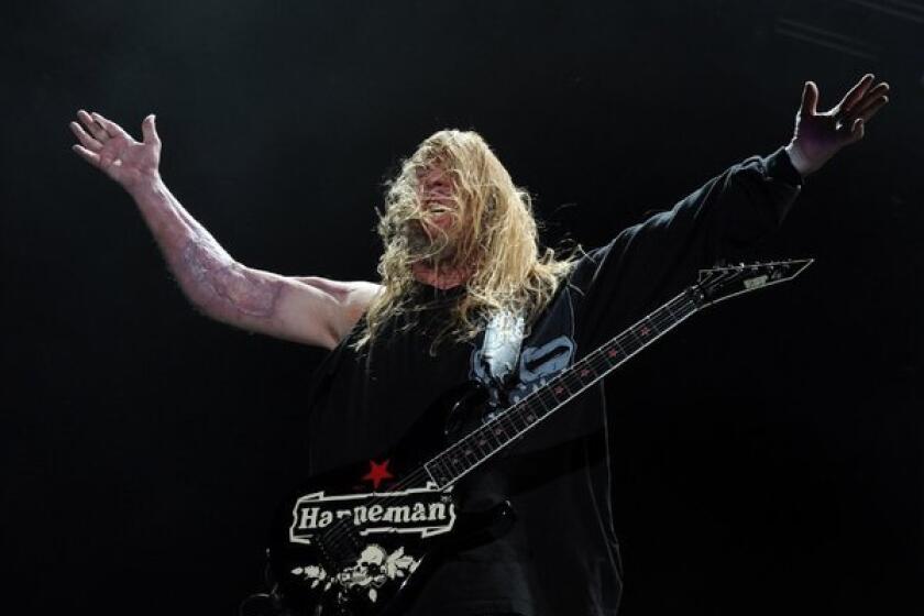 Jeff Hanneman, guitarist and co-founder of Los Angeles thrash metal band Slayer. The guitarist died on Thursday.