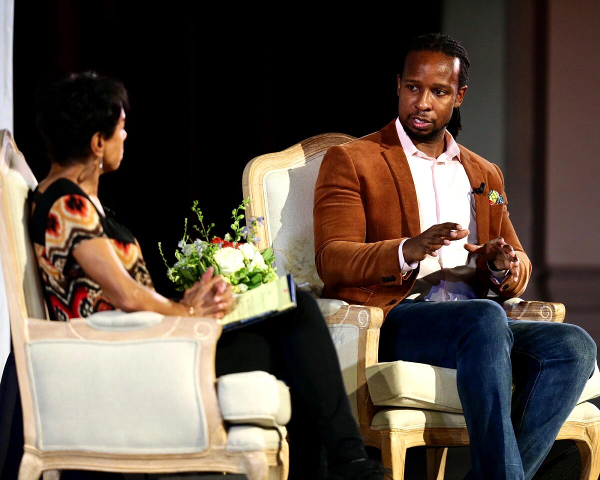 Ibram X. Kendi and Times columnist Sandy Banks at USC.