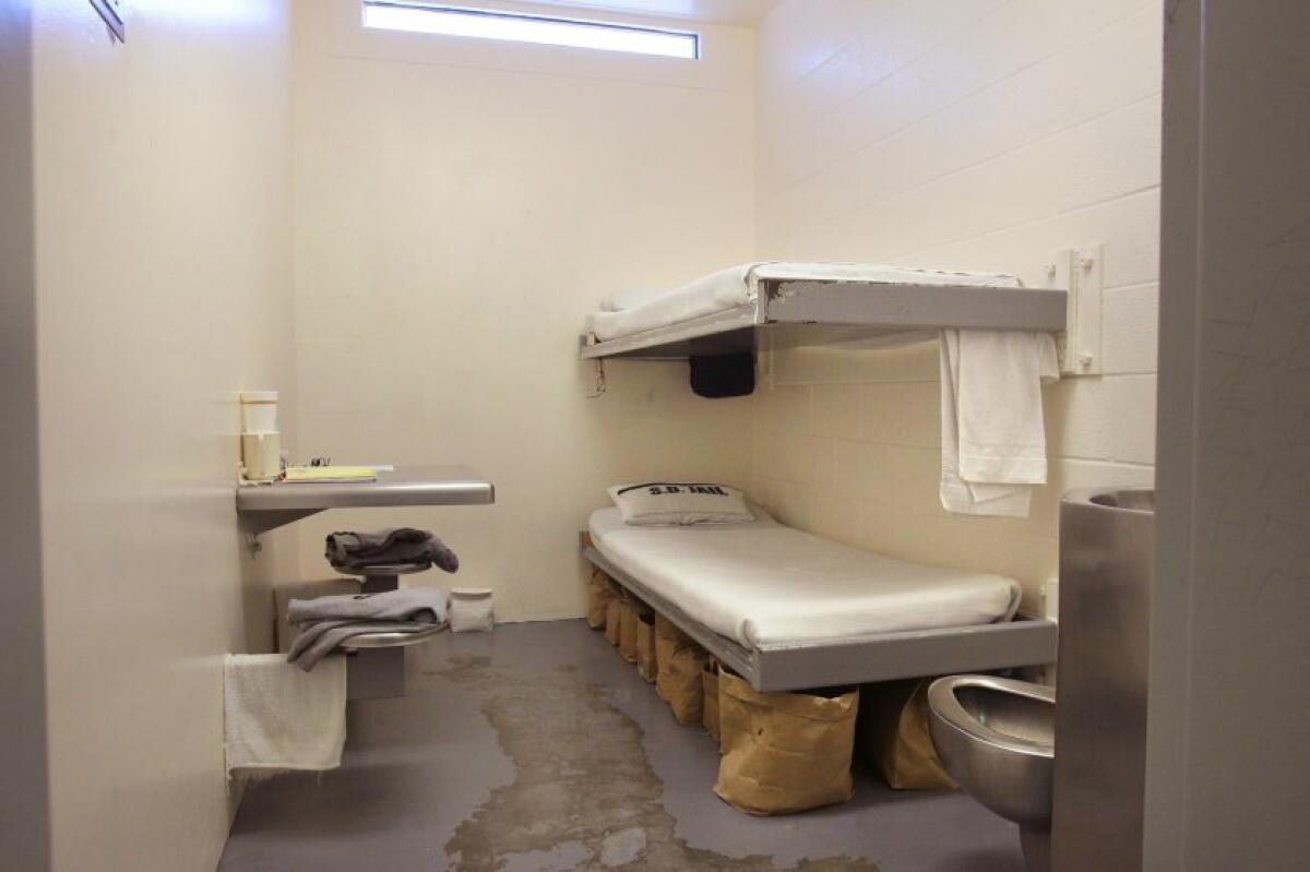 A cell at Vista jail has bunks and a toilet