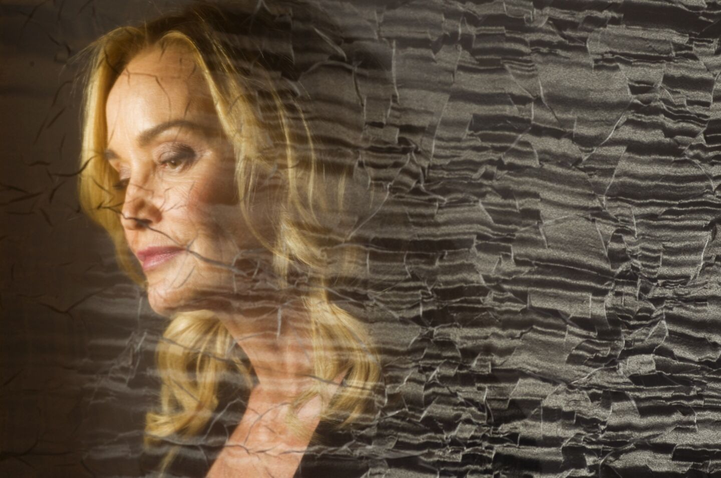 Jessica Lange, seen through a filmy veil, credits "American Horror Story" co-creator Ryan Murphy with luring her onto the show.