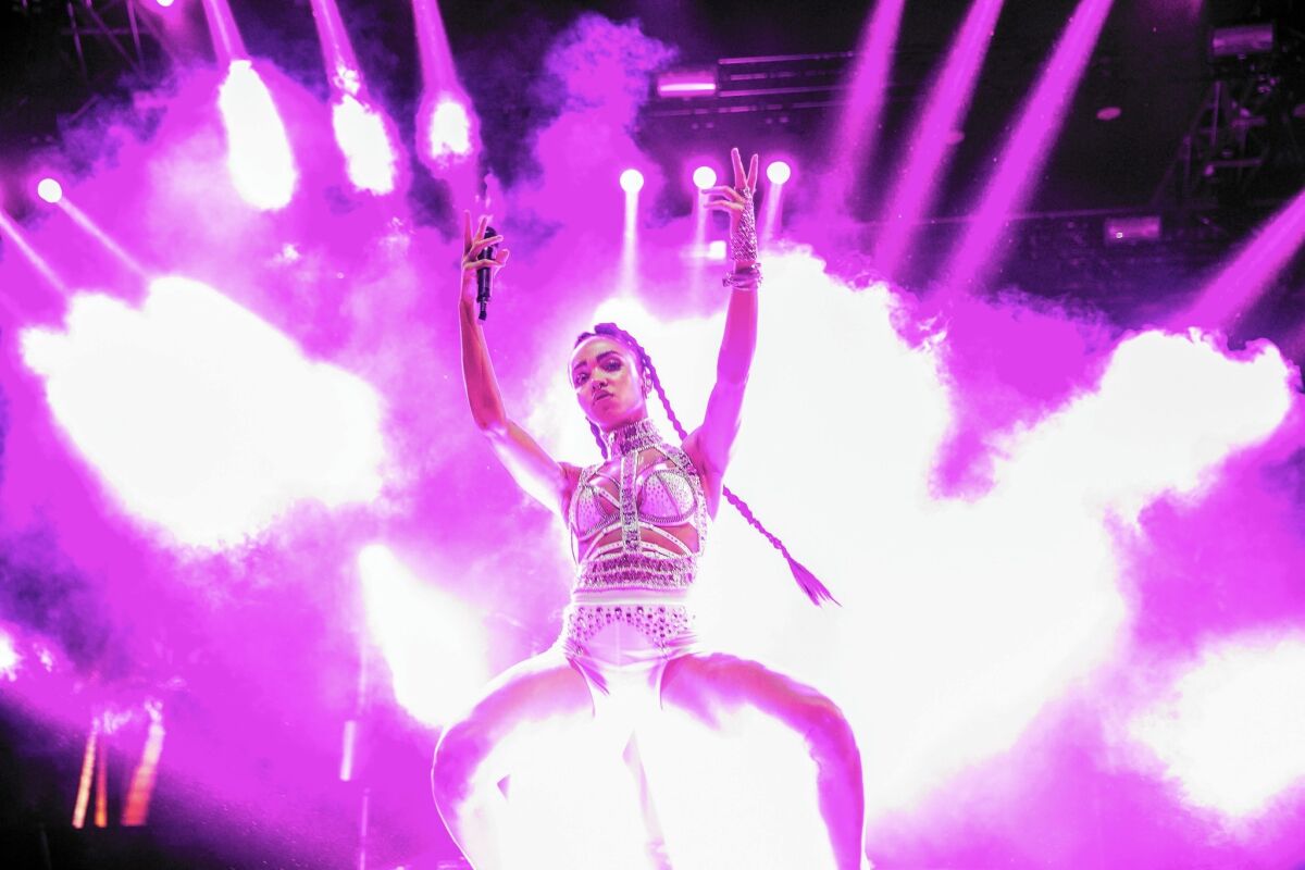 FKA Twigs performs at the Gobi Tent during Week 2 of the Coachella Valley Music and Arts Festival in Indio, Calif., on April 18, 2015.
