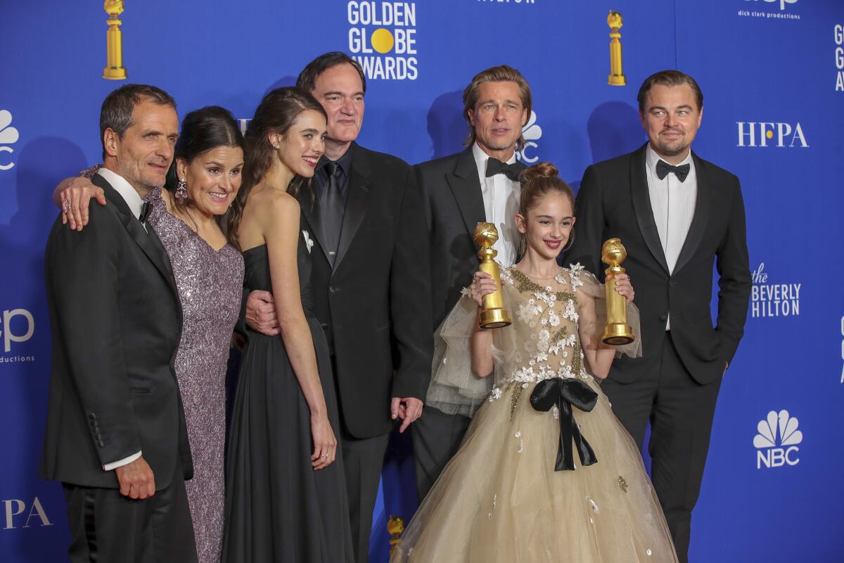 "Once Upon a Time in Hollywood" filmmakers at the Golden Globes.