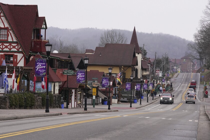 Downtown Helen, Ga., is shown Friday, Jan. 21, 2022. Helen is located in White County, lin the foothills of the Blue Ridge Mountains in northeast Georgia, where officials were stunned when the 2020 census said the county had 28,003 residents. A Census Bureau estimate from 2019 had put the county's population at 30,798 people. (AP Photo/John Bazemore)