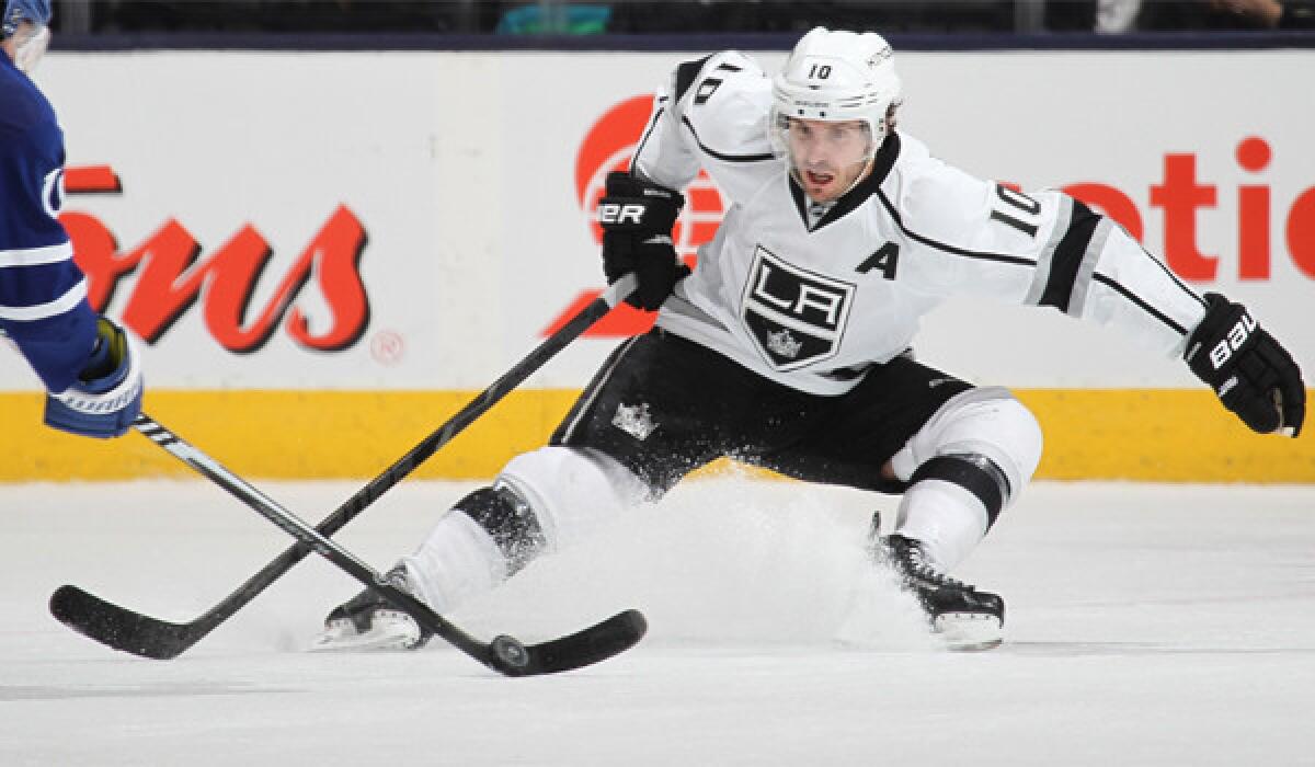 Kings center Mike Richards plays against Toronto back in December.