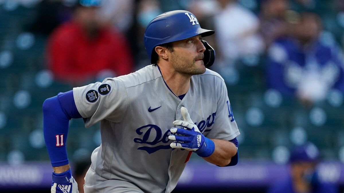 Los Angeles Dodgers left fielder AJ Pollock (11) in the first inning of a baseball game Friday.