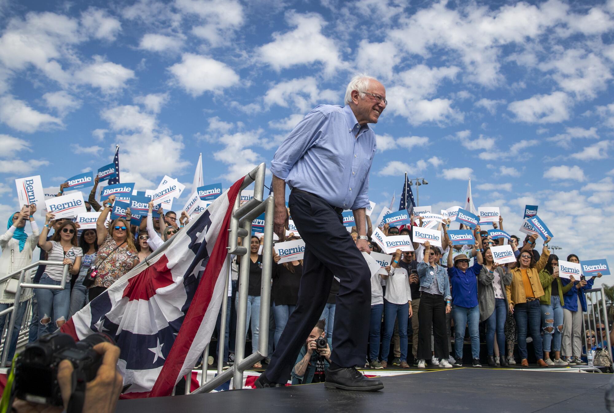 Bernie Sanders takes the stage in Santa Ana
