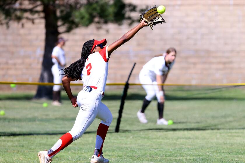 Kai Minor of Orange Lutheran showing off her defensive skills.