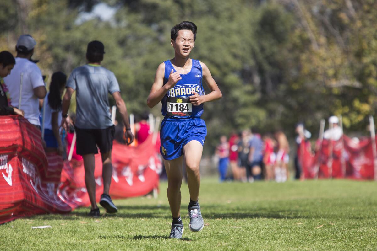 Fountain Valley's William Dao competes in the Central Park Invitational in Huntington Beach on Saturday.