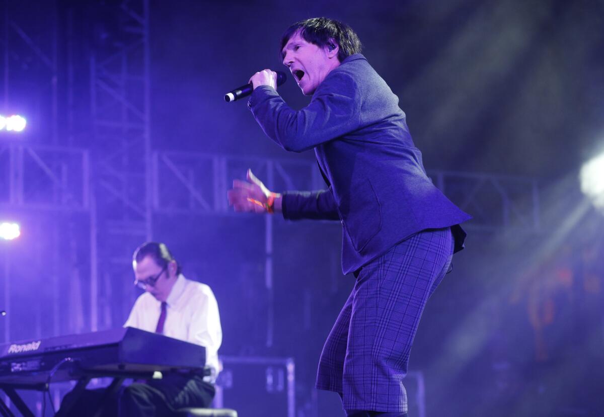 Singer Russell Mael of the Sparks, right, and his brother Ron Mael perform last year at the Coachella Valley music festival. The duo will perform their entire 1974 album "Kimono My House" on Valentine's Day at the Theatre at Ace Hotel in Los Angeles.
