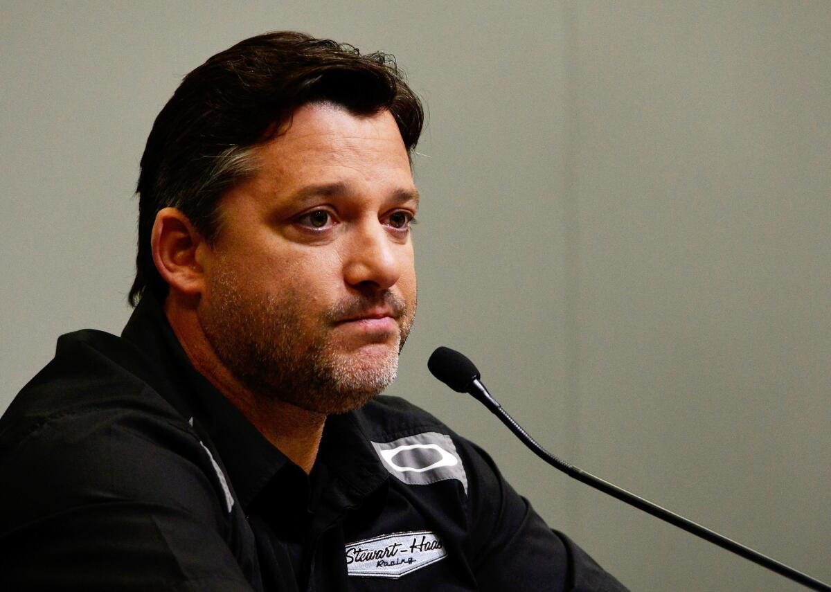 Tony Stewart speaks during a press conference Monday at Stewart-Haas Racing in Kannapolis, N.C.