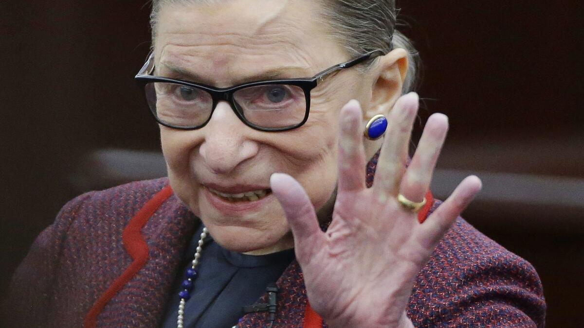 Supreme Court Justice Ruth Bader Ginsburg arrives for an event Jan. 30, 2018, at the Roger Williams University Law School in Bristol, R.I.
