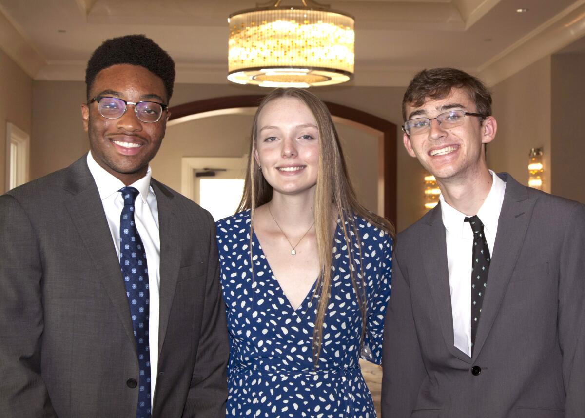 Scholarship winners Alex Sunday, from left, Fallon Rowerdink and Eli Weiss.