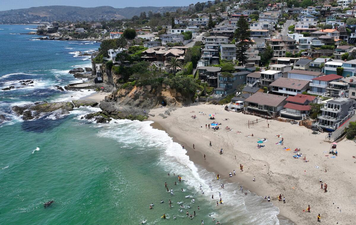 Overhead view of Victoria Beach in Laguna Beach