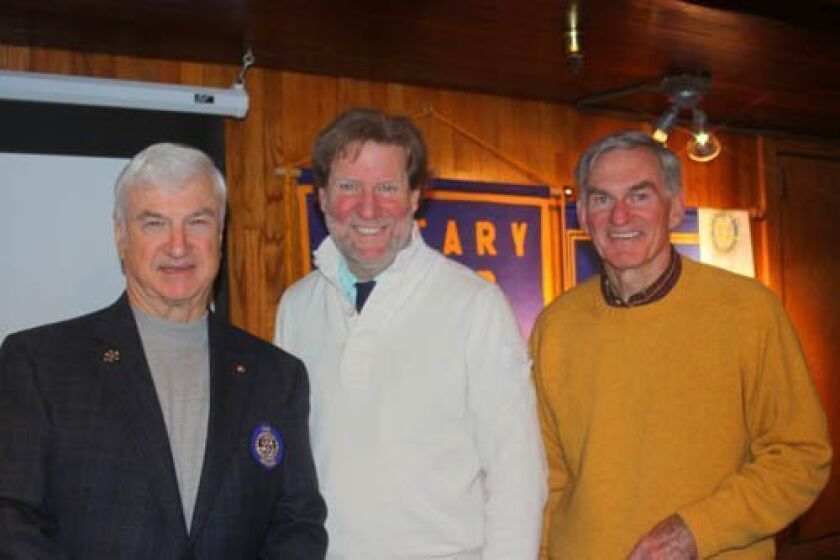 2014 Rotary president Gordon shurtleff, Timken Museum director John Wilson and Torrey Pines Rotary program manager Bill irwin.