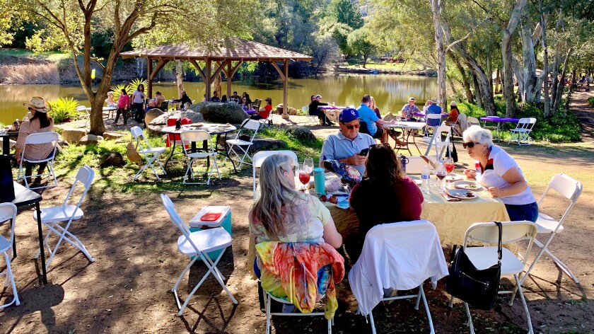 Three Hills Winery on Highland Valley Road has a 1-acre lake where guests can have a picnic while drinking their wine.