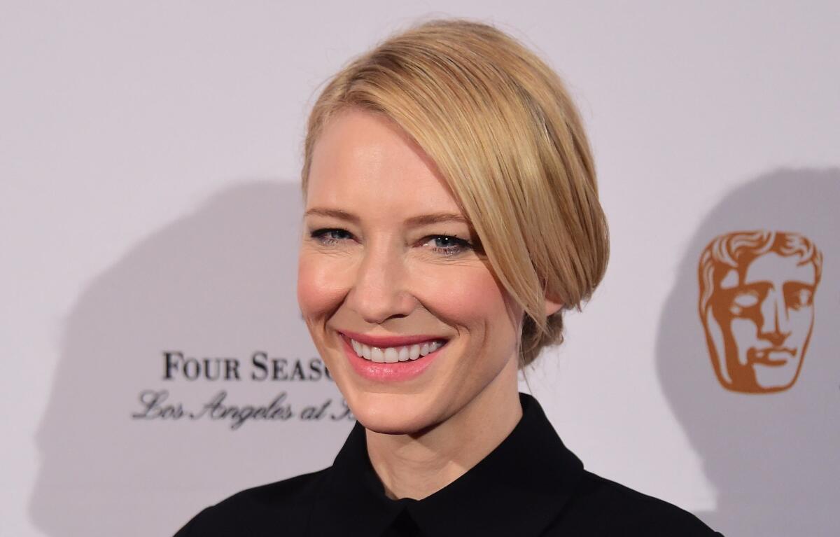 Cate Blanchett, Golden Globe-nominated for "Carol," was among the Hollywood luminaries enjoying the annual BAFTA Tea Party on Saturday in Beverly Hills.