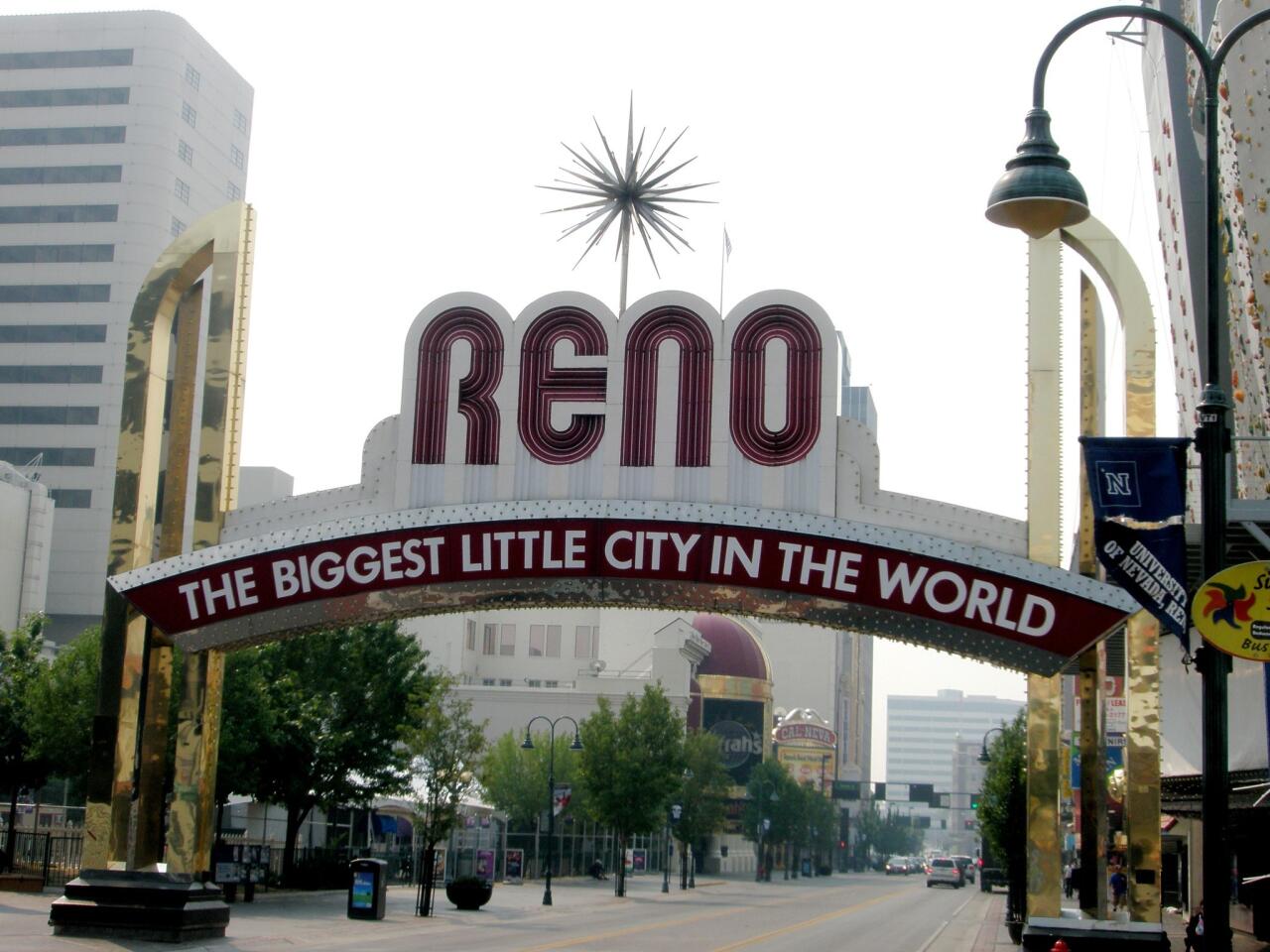 The iconic Reno Arch in downtown Reno.