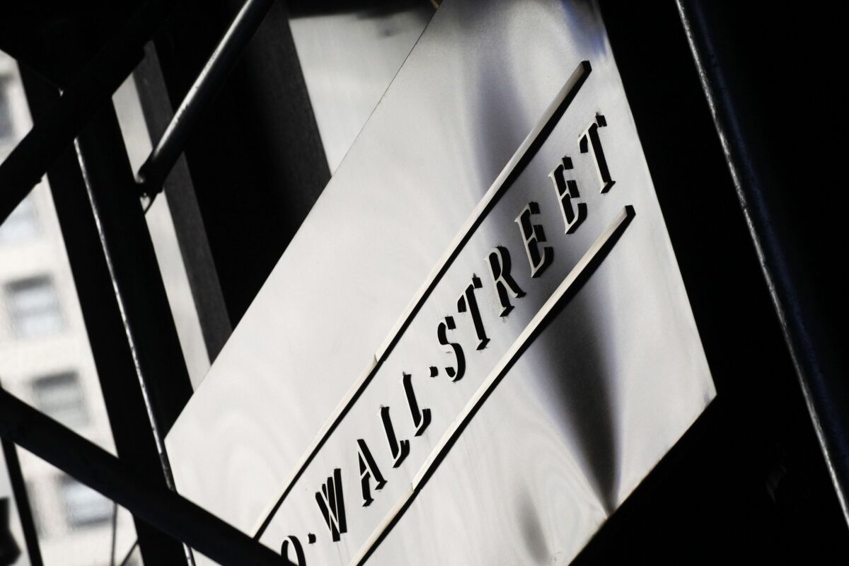An address sign on Wall Street in New York.