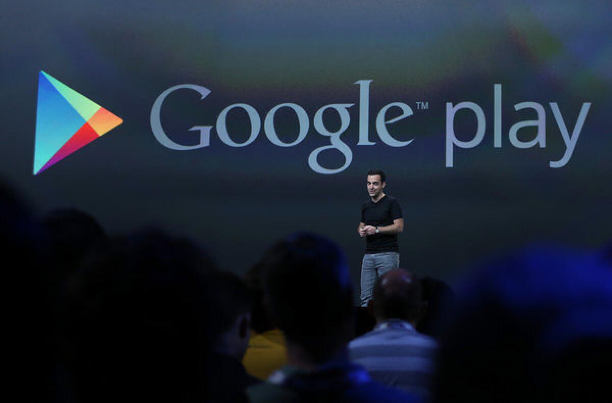 Hugo Barra, Google vice president of product management for Android, speaks during the opening keynote address at the Google I/O developers conference in San Francisco.