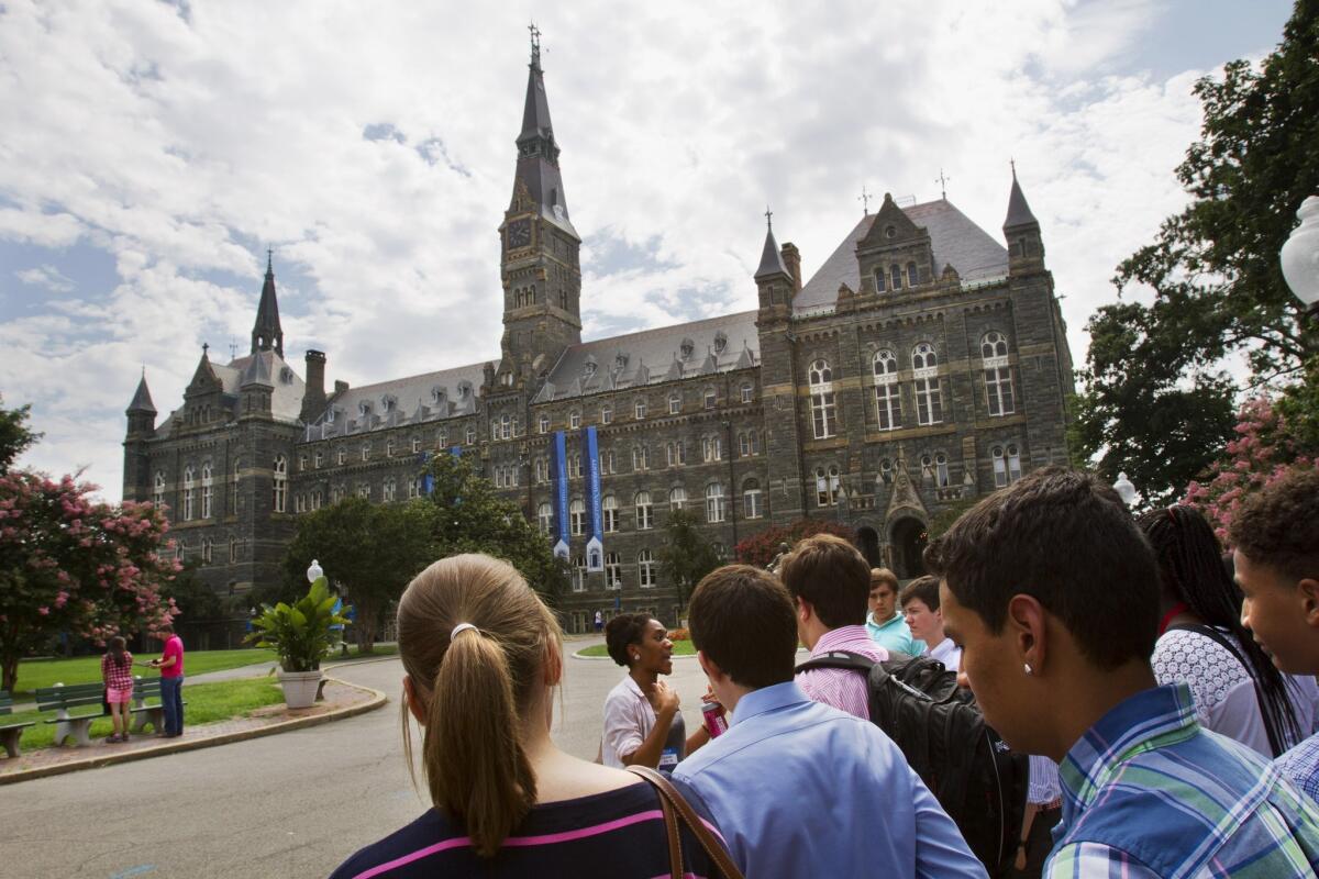 Prospective students tour Georgetown University.