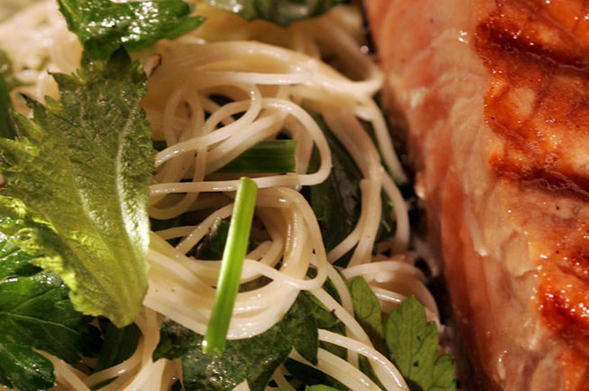 Angel hair pasta with fresh shiso-herb mix