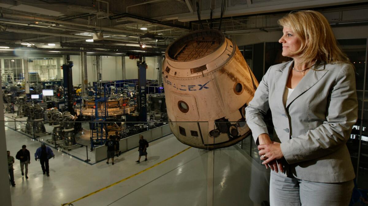 Gwynne Shotwell, president and chief operating officer of SpaceX, is photographed at the company's headquarters in Hawthorne on May 29, 2013.