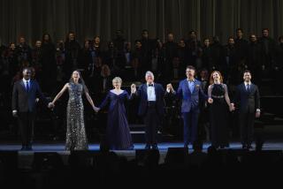 The cast of " Everybody Rise! A Sondheim Celebration" with conductor Kevin Stites (center).