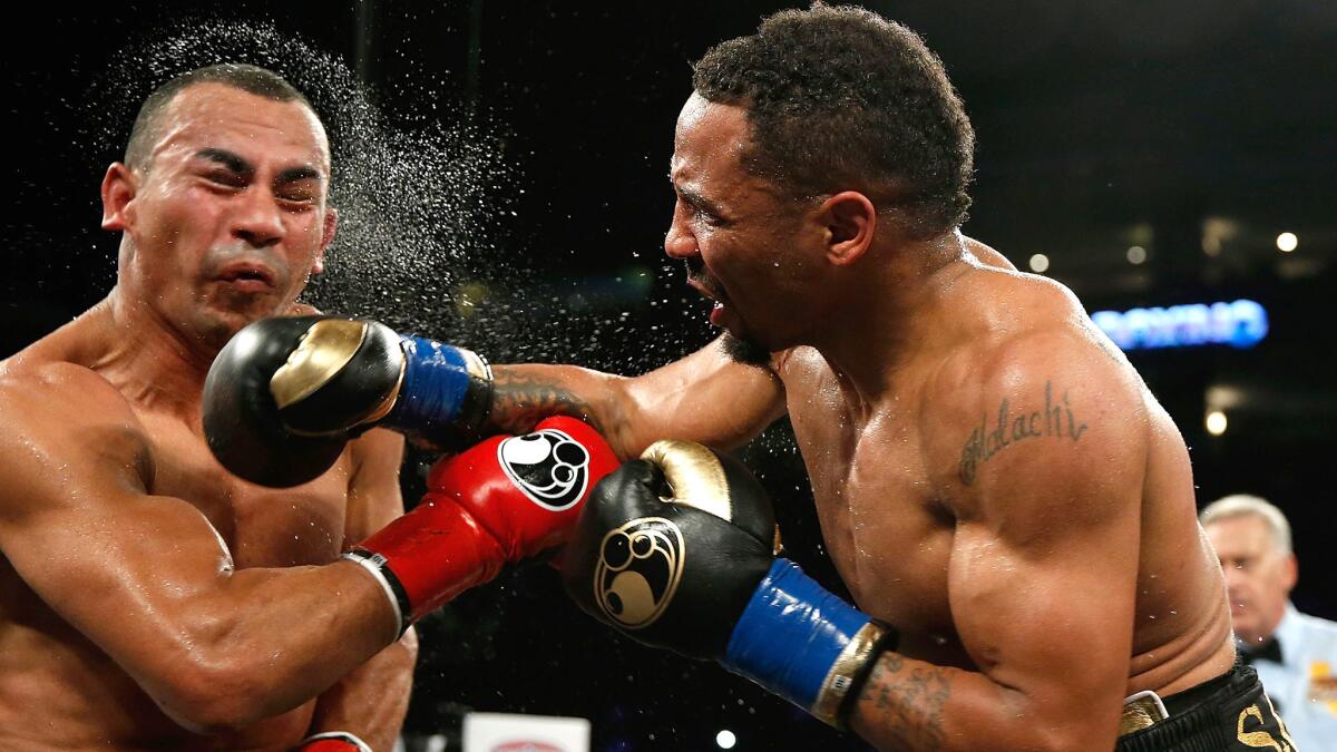Andre Ward connects with a punch during his victory over Alexander Brand on Aug. 6.