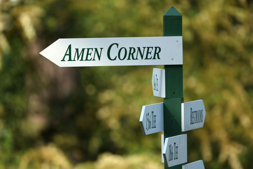 A sign for Amen Corner at Augusta National Golf Club