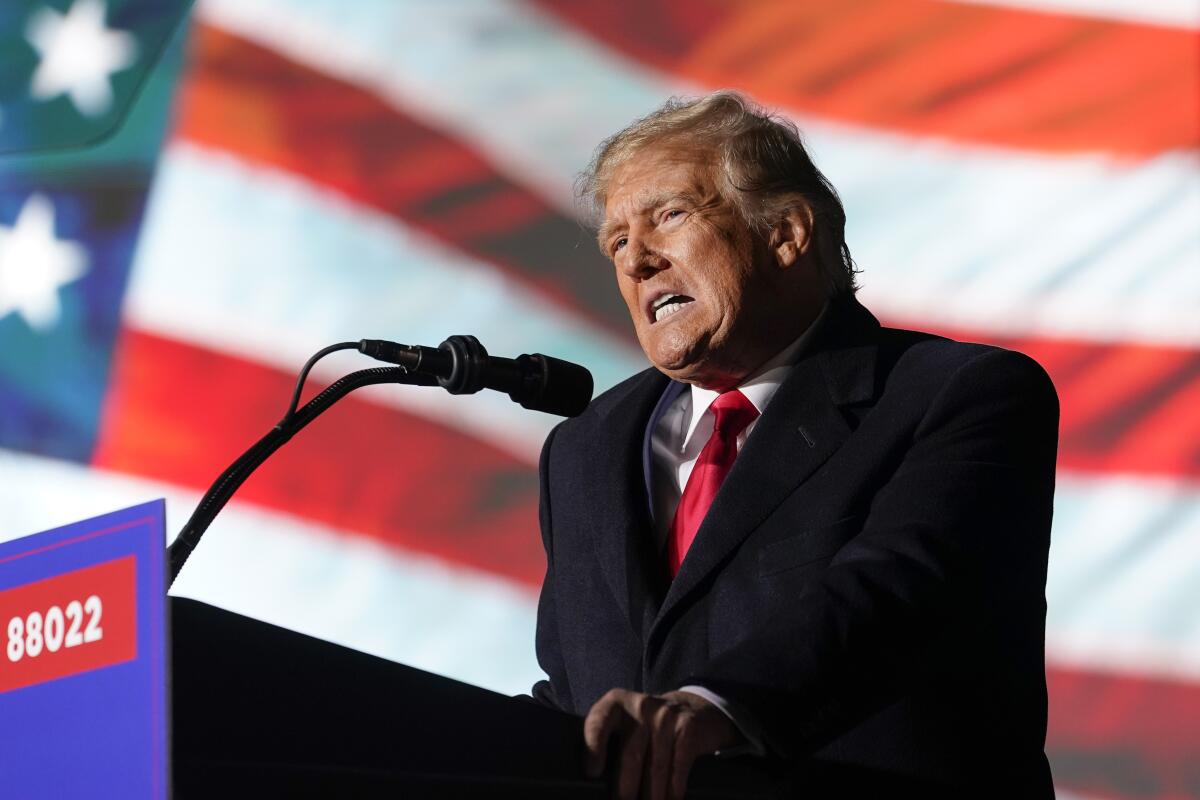 Former President Trump speaks at a campaign rally 