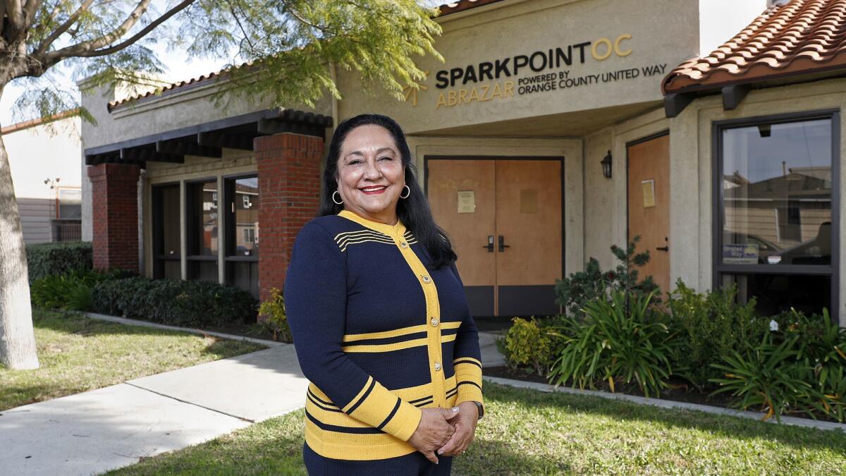 Gloria Reyes, CEO and executive director of Abrazar Inc., at Abrazar Community Service and Education Center in Westminster. Reyes will retire at the end of the month.