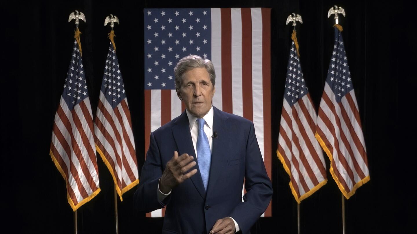 Former Secretary of State John F. Kerry addresses the convention.