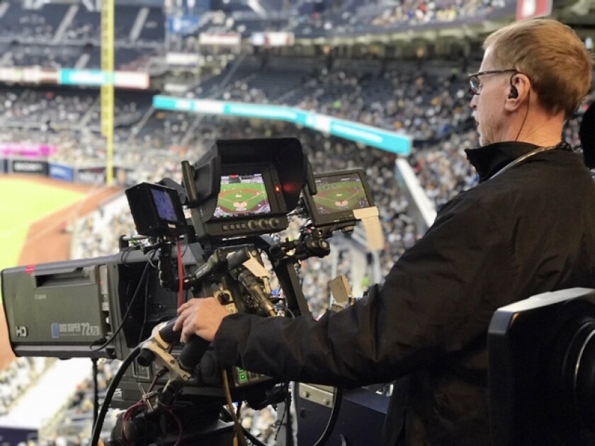 Fox Sports San Diego camera operator during a Padres game at Petco Park