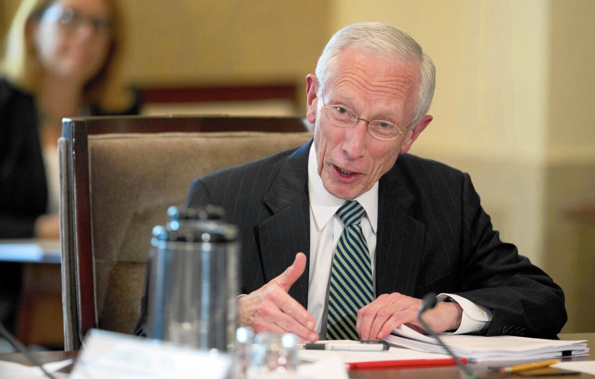 Federal Reserve Vice Chairman Stanley Fischer, speaks during a Board of Governors of the Federal Reserve System meeting in Washington. The vice chairman is thought to be more inclined than Yellen to raise rates sooner than later.