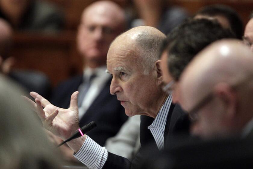 Gov. Jerry Brown speaks at a meeting of the trustees of the California State University system in Long Beach last month.